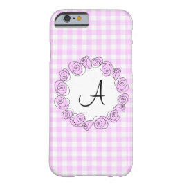 Roos Lila Check Monogram iPhone case verticaal