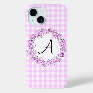 Roos Lila Check Monogram iPhone hoesje