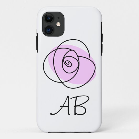 Roos Lila 'Monogram' iPhone hoesje (Achterkant)