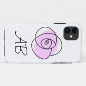 Roos Lila 'Monogram' iPhone hoesje (Achterkant (horizontaal))