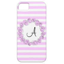 Roos Lila Monogram streep iPhone hoesje verticaal