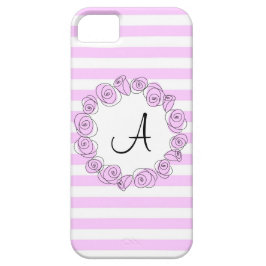 Roos Lila Monogram streep iPhone hoesje verticaal