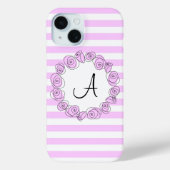 Roos Lila Monogram streep iPhone hoesje verticaal (Achterkant)