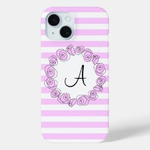 Roos Lila Monogram streep iPhone hoesje verticaal