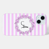 Roos Lila Monogram streep iPhone hoesje verticaal (Achterkant (horizontaal))
