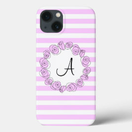 Roos Lila Monogram stripe iPad Mini hoesje vertica