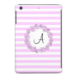 Roos Lila Monogram stripe iPad Mini hoesje vertica