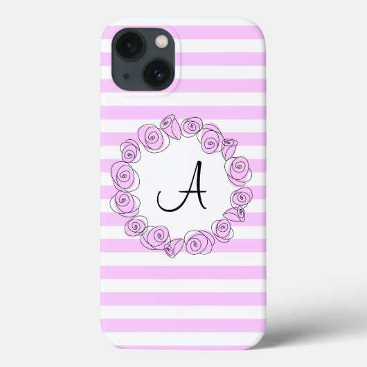 Roos Lila Monogram stripe iPad verticaal Case-Mate iPhone Case (Achterkant)