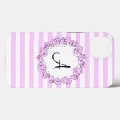 Roos Lila Monogram stripe iPad verticaal Case-Mate iPhone Case (Achterkant (horizontaal))