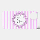 Roos Lila Monogram stripe iPad verticaal Case-Mate iPhone Case (Achterkant (horizontaal))