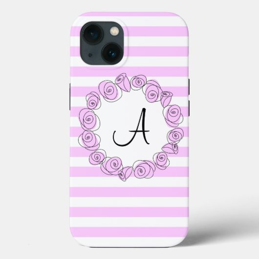 Roos Lila Monogram stripe iPad verticaal Case-Mate iPhone Case (Achterkant)