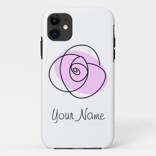 Roos Lila 'Naam' iPhone hoesje (Achterkant)