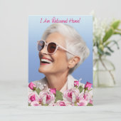 Roos Lily Pearl Pink begrafenisprogramma Aankondiging (Staand voorkant)