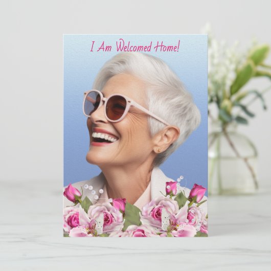 Roos Lily Pearl Pink begrafenisprogramma Aankondiging (Staand voorkant)