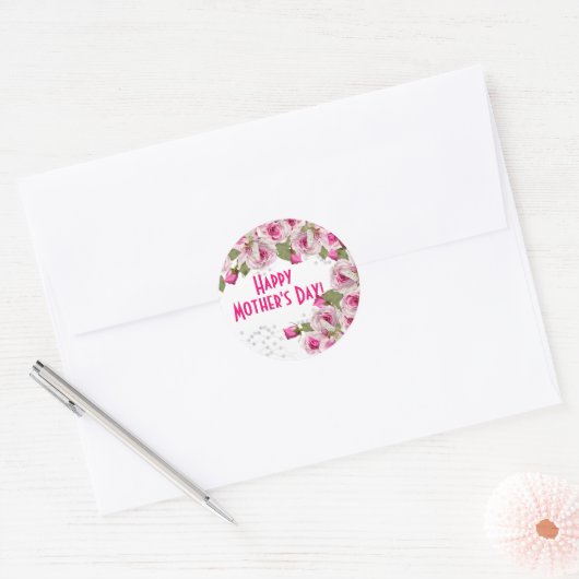Roos Lily Pearl Pink Moederdag Ronde Sticker (Envelop)