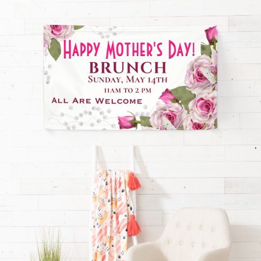 Roos Lily Pearl Pink Moederdag Spandoek (Insitu)