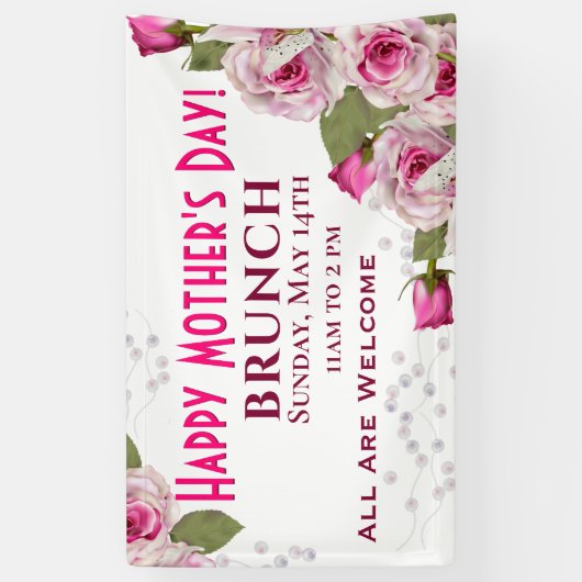 Roos Lily Pearl Pink Moederdag Spandoek (Verticaal)