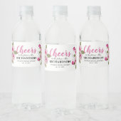 Roos Lily Pearl Pink Wedding Waterfles Etiket (Flessen)
