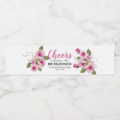 Roos Lily Pearl Pink Wedding Waterfles Etiket (Enkel label)