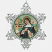 Roos Lima (Detail; K 48) Tin Sneeuwvlok Ornament (Voorkant)