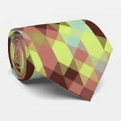 roos, limoen, geel en koffieboon geometrisch stropdas (Opgerold)