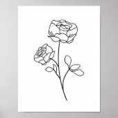 Roos Line Drawing minimalist, modern, kunstbloem Poster (Voorkant)