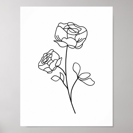 Roos Line Drawing minimalist, modern, kunstbloem Poster (Voorkant)