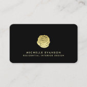 Roos Logo Faux Gold Foil Elegant Simple Black Visitekaartje (Voorkant)