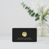 Roos Logo Faux Gold Foil Elegant Simple Black Visitekaartje (Staand voorkant)