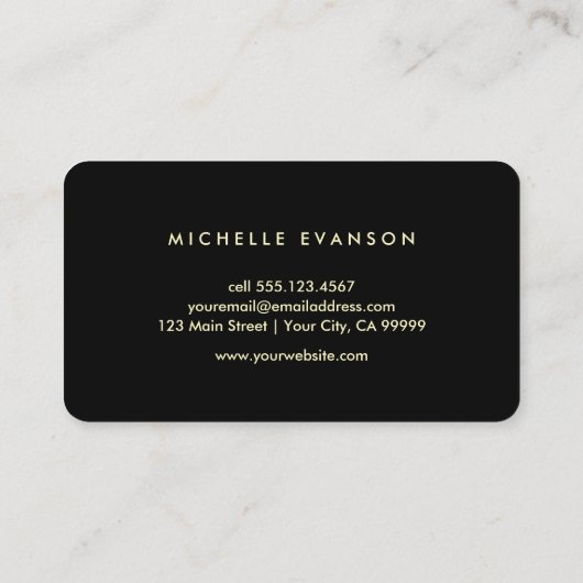Roos Logo Faux Gold Foil Elegant Simple Black Visitekaartje (Achterkant)