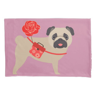 Roos Love Pug Kussensloop