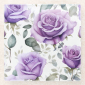 Roos Lovers Violet Glazen Onderzetter (Voorkant)