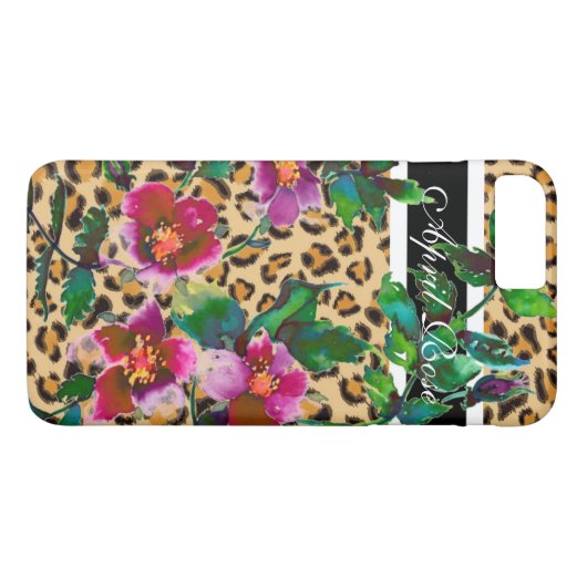  roos luipaard, monogramma Case-Mate iPhone case (Achterkant (Horizontaal))