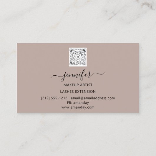 Roos Make-up Artiest Custom Logo Lashes QR Orienta Visitekaartje (Achterkant)
