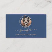 Roos Make-up Artiest Wit Logo LashQR Oriental Blu Visitekaartje (Voorkant)