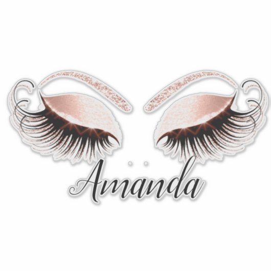 Roos Makeup Artist Lashes Extension Name Decal Sticker (Voorkant)