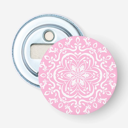 Roos Mandala Button Flesopener (Voorkant)