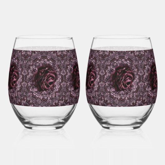 Roos Mandala Drinkware Set Wijnglas Zonder Voet (Achterkant)