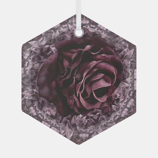 Roos Mandala Glas Ornament (Voorkant)