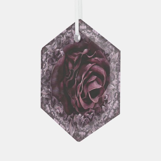 Roos Mandala Glas Ornament (Voorkant links)