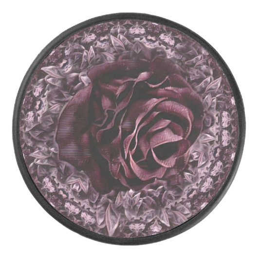 Roos Mandala Hockey Puck (Voorkant)