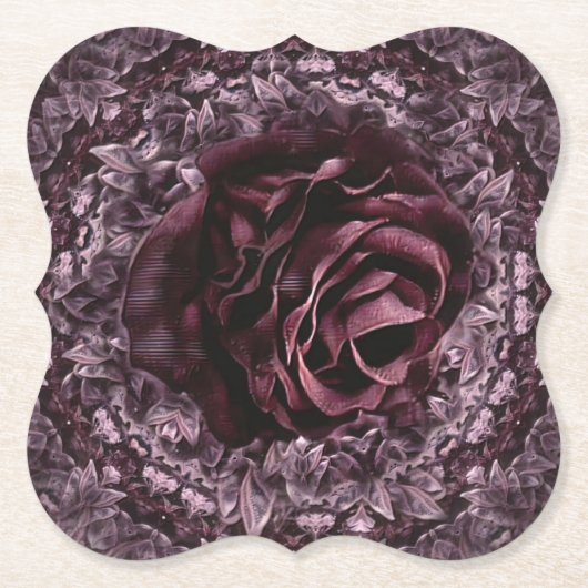 Roos Mandala Kartonnen Onderzetters (Voorkant)