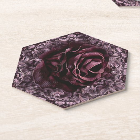 Roos Mandala Kartonnen Onderzetters (Schuin)