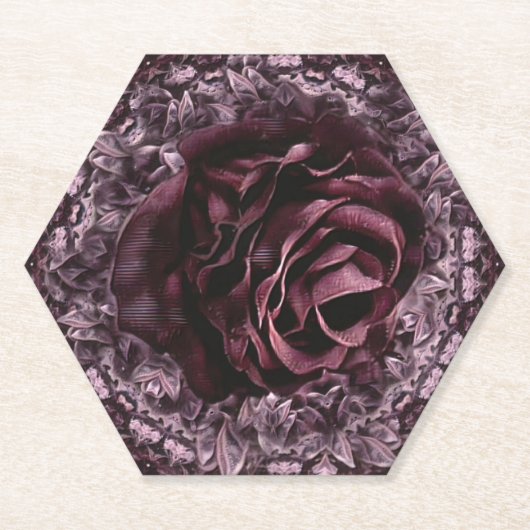 Roos Mandala Kartonnen Onderzetters (Voorkant)