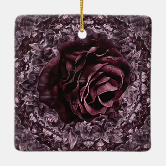 Roos Mandala Keramisch Ornament (Achterkant)