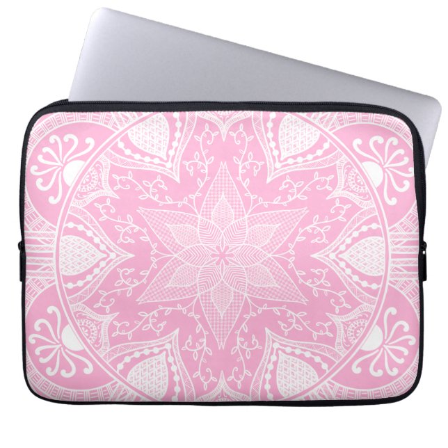 Roos Mandala Laptop Sleeve (Voorkant)