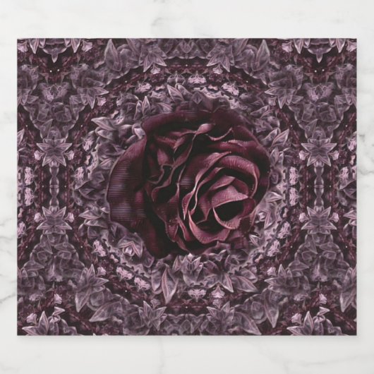 Roos Mandala Likeurfles Etiket (Enkel label)