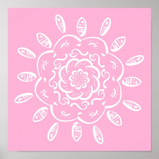 Roos Mandala Poster (Voorkant)