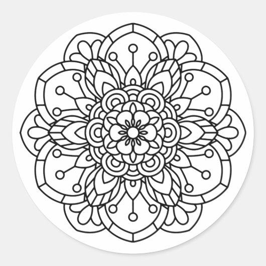 Roos Mandala Ronde Sticker (Voorkant)