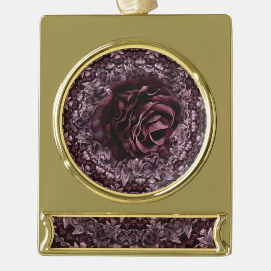 Roos Mandala Verguld Banner Ornament (Voorkant)